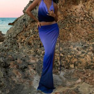 Rat & Boa Ombre Maxi Skirt Blue XL